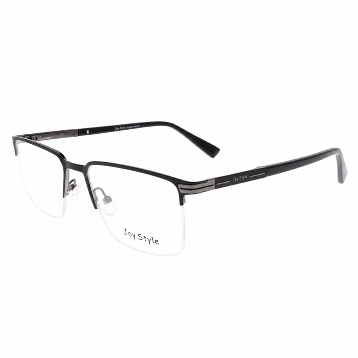 Joy Style For Unisex Metal Eyeglasses Semi-Rimless Square Shape Size 54 Old1081mc2 Matte Black