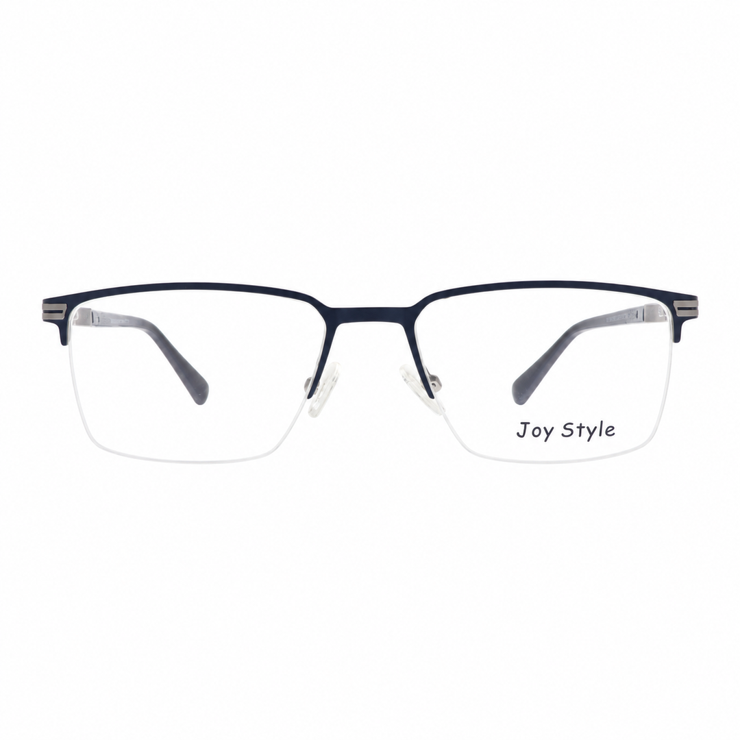 نظارة طبية للجنسين بتصميم معدني من Joy Style، نصف بدون حواف بشكل مربع، مقاس 54 Old1081mc4 أزرق مطفأ