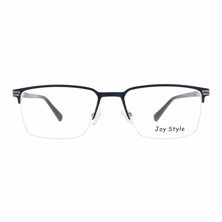 نظارة طبية للجنسين بتصميم معدني من Joy Style، نصف بدون حواف بشكل مربع، مقاس 54 Old1081mc4 أزرق مطفأ