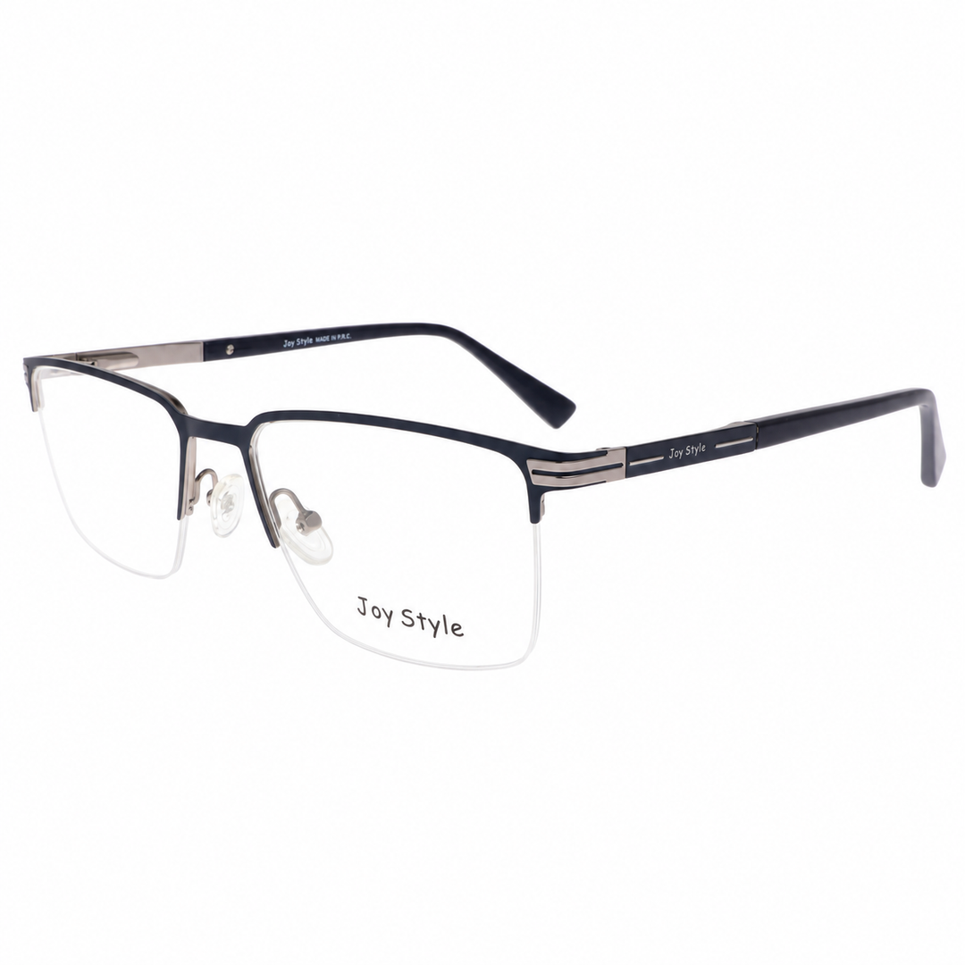 نظارة طبية للجنسين بتصميم معدني من Joy Style، نصف بدون حواف بشكل مربع، مقاس 54 Old1081mc4 أزرق مطفأ