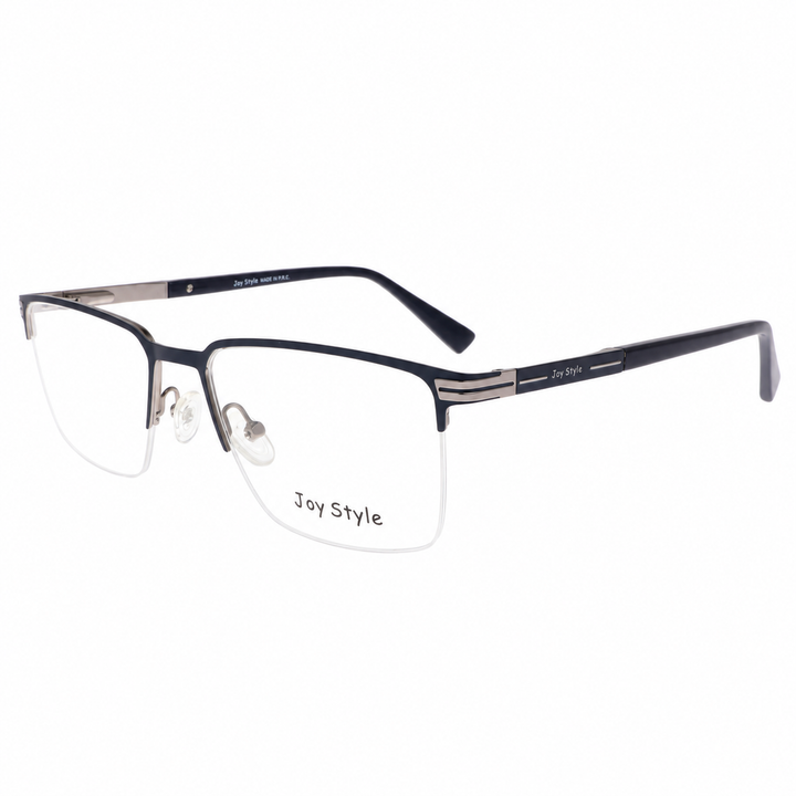 نظارة طبية للجنسين بتصميم معدني من Joy Style، نصف بدون حواف بشكل مربع، مقاس 54 Old1081mc4 أزرق مطفأ