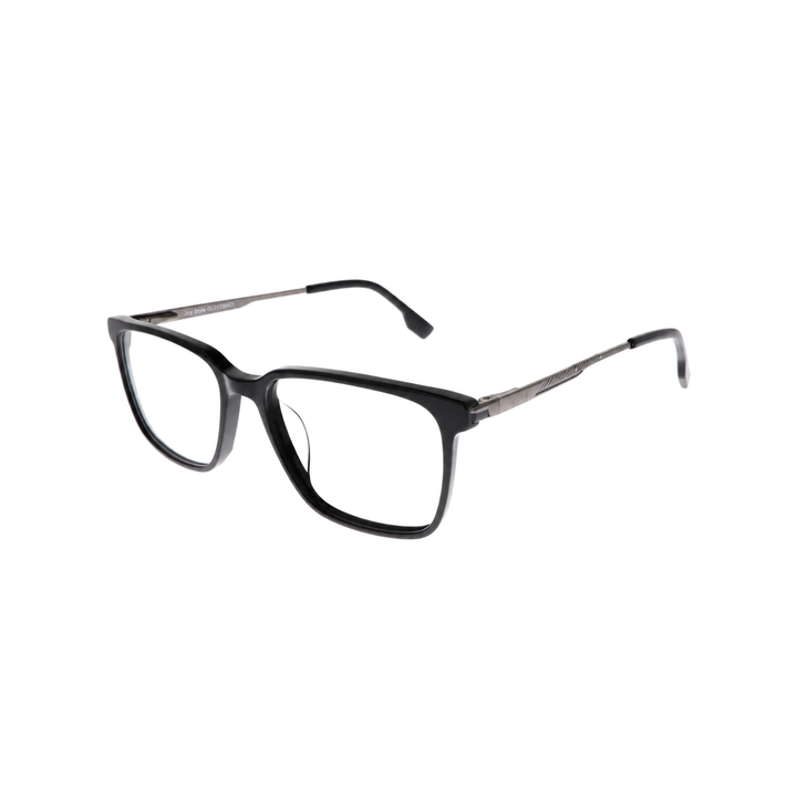 Joy Style JOYOLD1339AC1 black eyeglasses angle view on white background