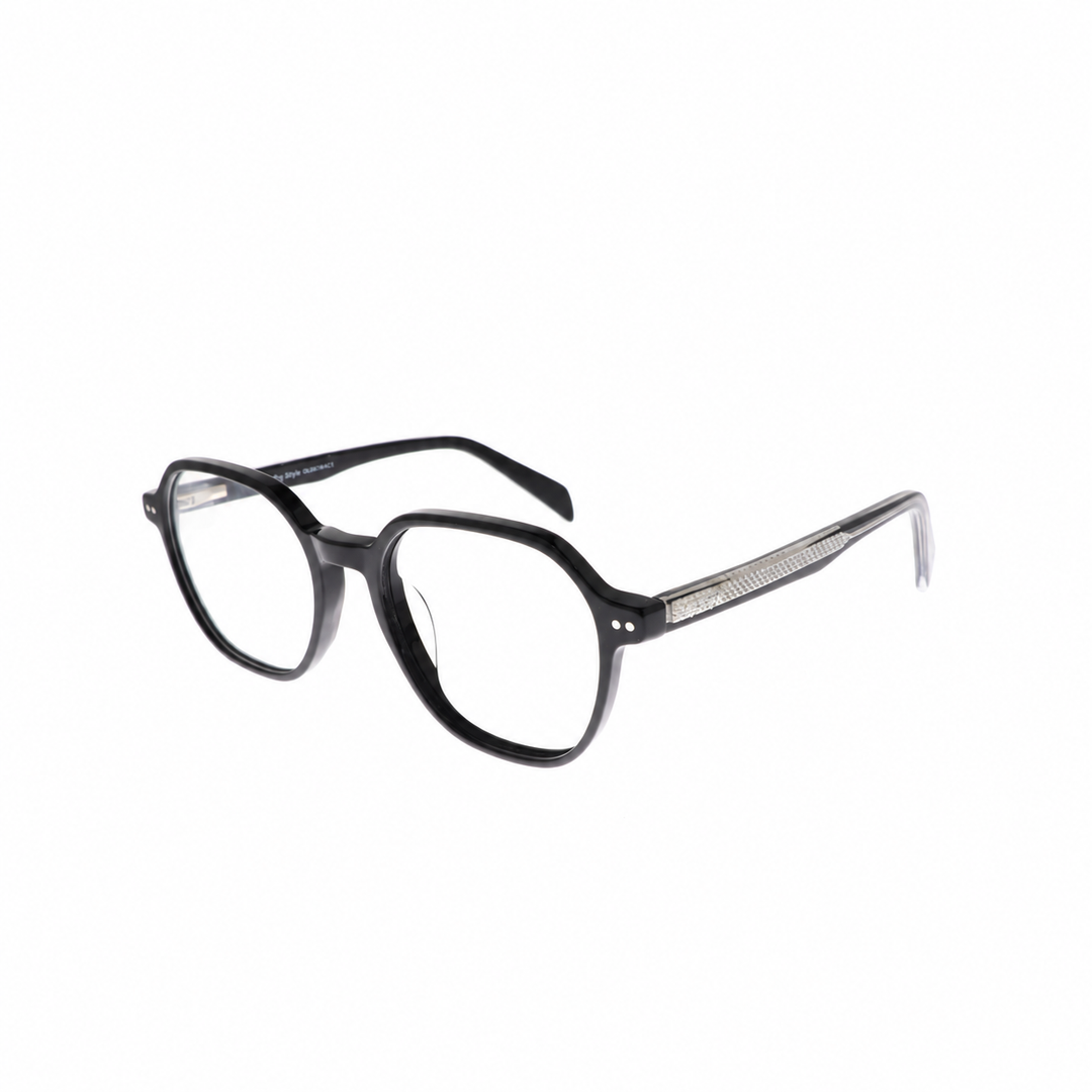 Joy Style OLD8296AC1 black eyeglasses angle view on white background