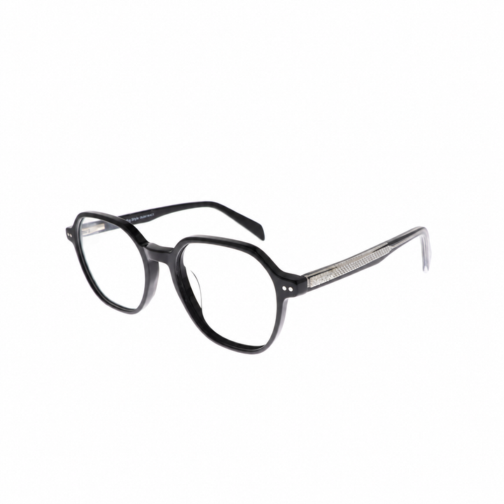 Joy Style OLD8296AC1 black eyeglasses angle view on white background