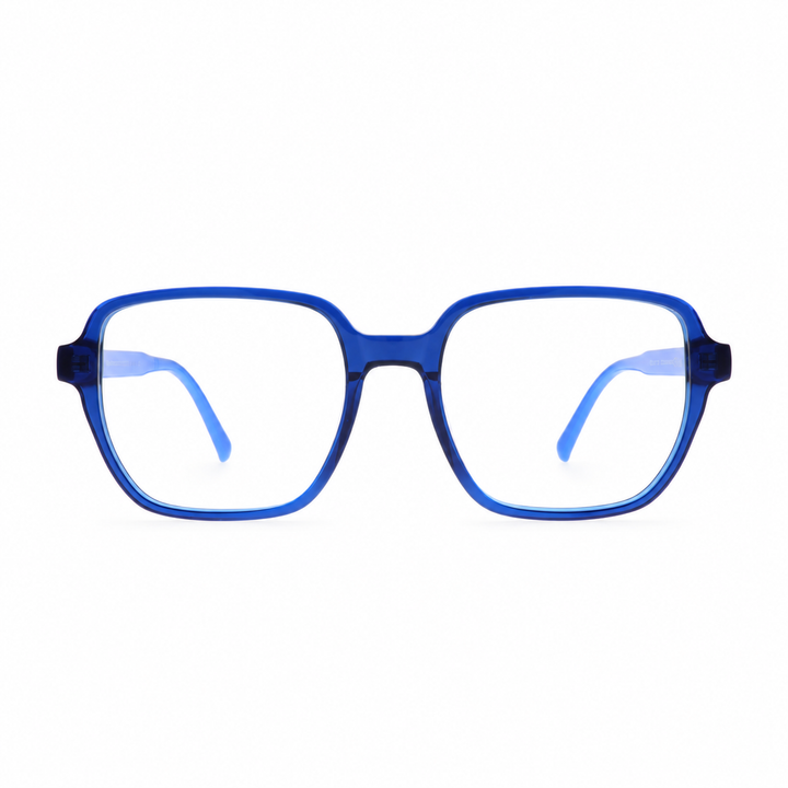 Joy Style JOYRDA10147C3 blue eyeglasses front view on pure white background