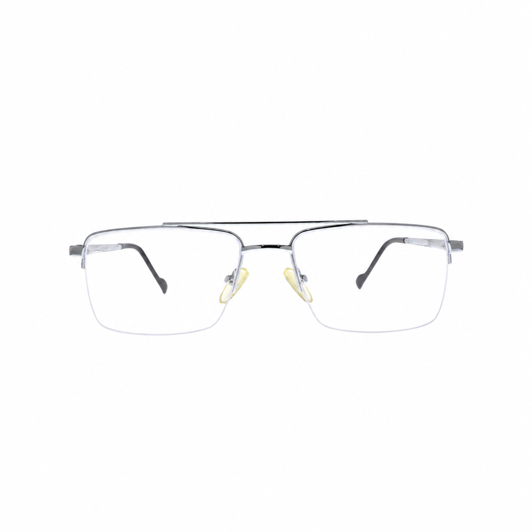 Joy Style For Unisex Metal Eyeglasses Semi-Rimless Square Shape Size 55 Xy2044c4 Silver