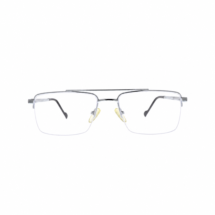 Joy Style For Unisex Metal Eyeglasses Semi-Rimless Square Shape Size 55 Xy2044c4 Silver