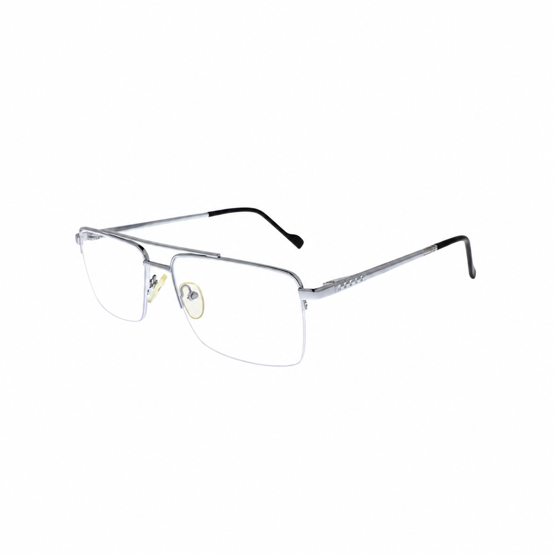 Joy Style For Unisex Metal Eyeglasses Semi-Rimless Square Shape Size 55 Xy2044c4 Silver