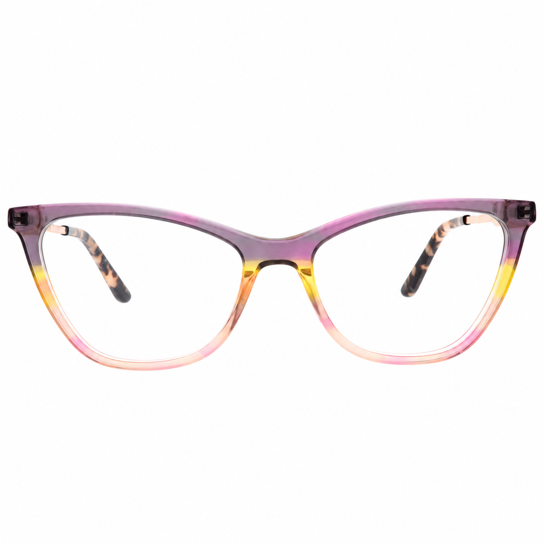 Joy Style For Women's Eyeglasses Cat Eye Size 53 Zf35110c3 Purple Yellow Pink Gradient