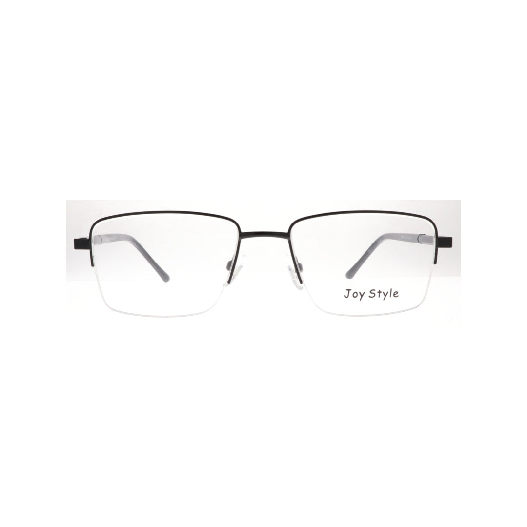 Joy Style For Men Metal Eyeglasses Semi-Rimless Square Shape Size 53 8881c5 Matte Black