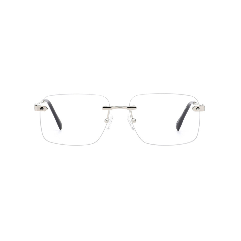 Joy Style For Men Metal Rimless Square Eyeglasses C2 Silver 49-18-141