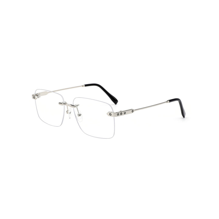 Joy Style For Men Metal Rimless Square Eyeglasses C2 Silver 49-18-141