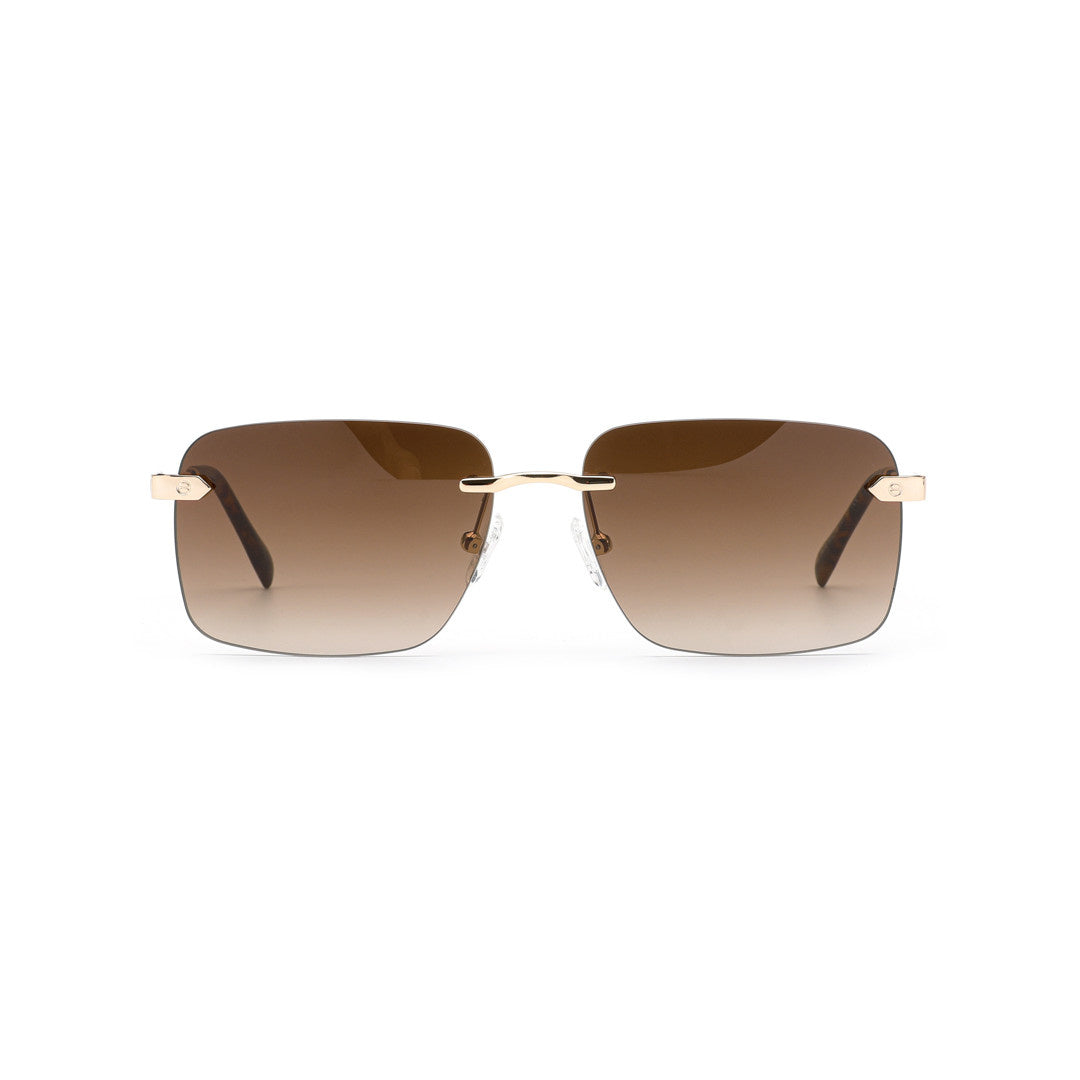 Joy Style For Men Metal Rimless Square Sunglasses C5 Brown 49-18-142