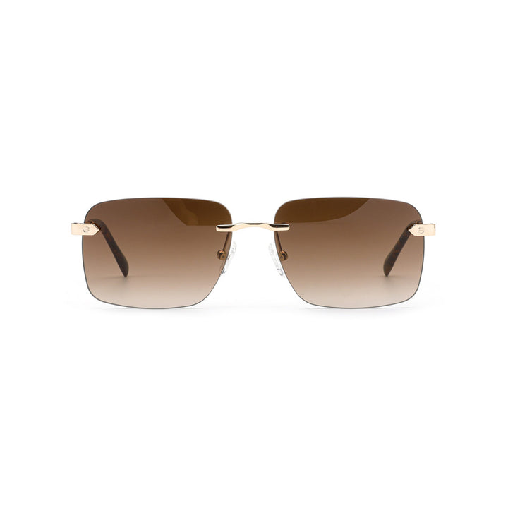Joy Style For Men Metal Rimless Square Sunglasses C5 Brown 49-18-142