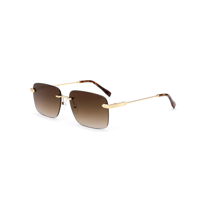 Joy Style For Men Metal Rimless Square Sunglasses C5 Brown 49-18-142