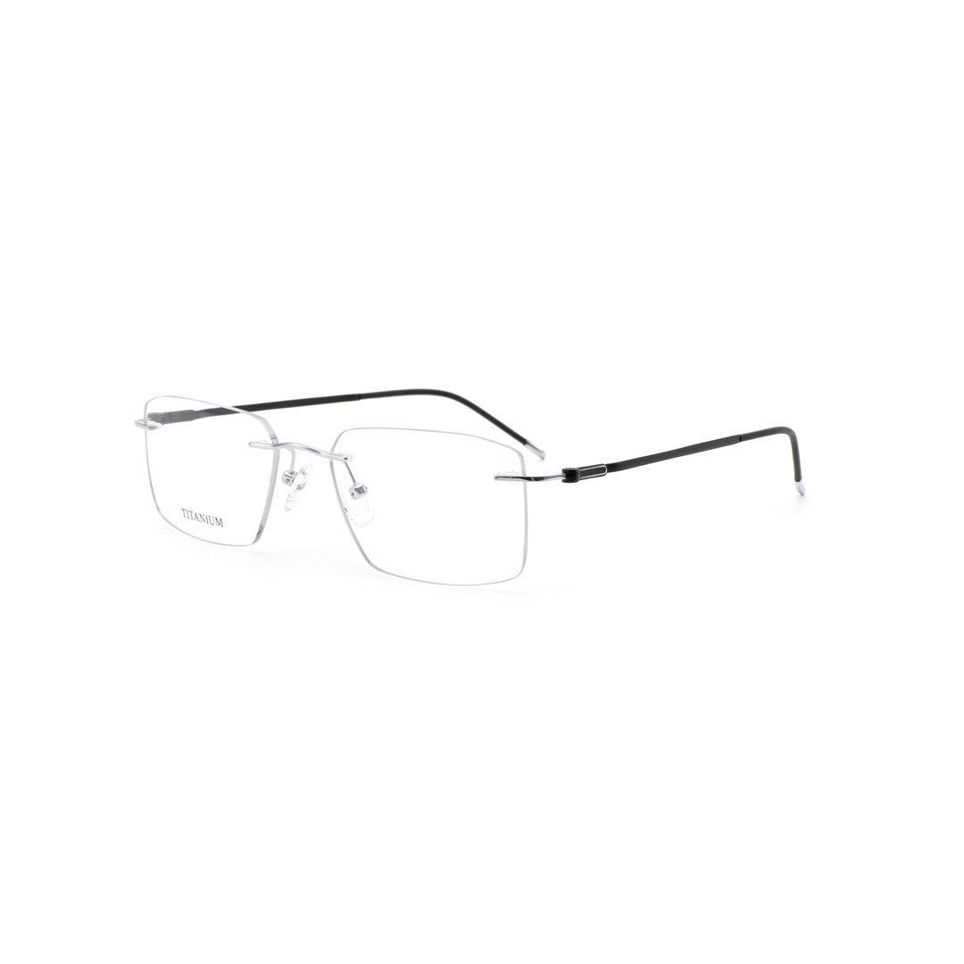 Joy Style For Men Titanuim Rimless Rectangular Eyeglasses C2 Silver 53-18-140