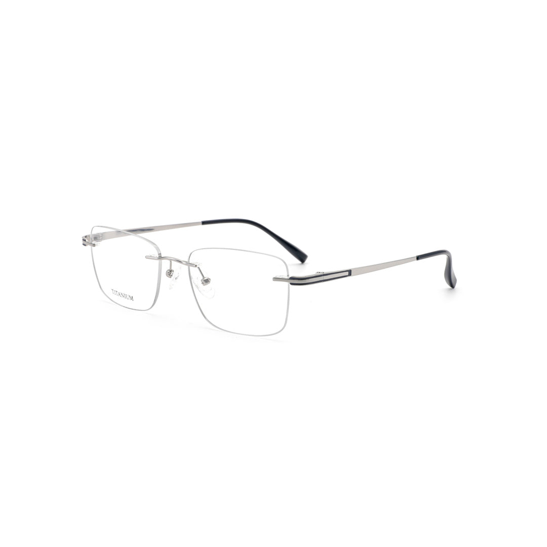 Joy Style For Men Titanuim Rimless Rectangular Eyeglasses C2 Silver 53-18-145