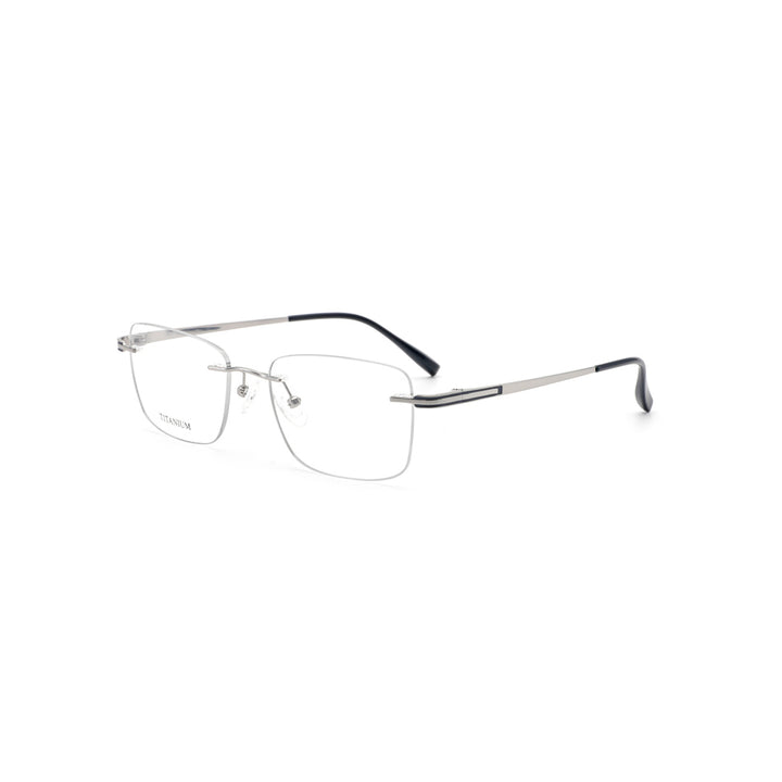 Joy Style For Men Titanuim Rimless Rectangular Eyeglasses C2 Silver 53-18-145