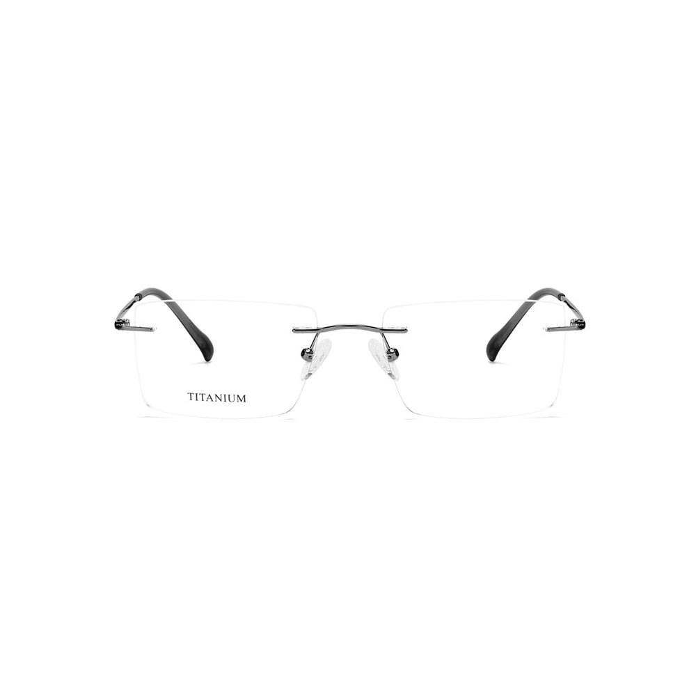 Joy Style For Men Titanuim Rimless Rectangular Eyeglasses C3 Grey 53-18-140