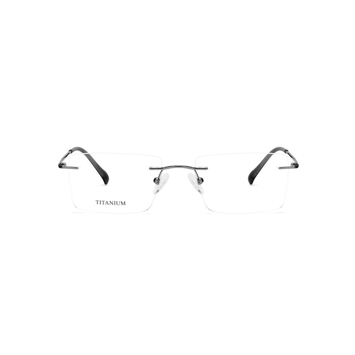 Joy Style For Men Titanuim Rimless Rectangular Eyeglasses C3 Grey 53-18-140