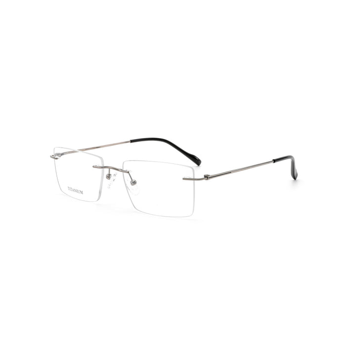 Joy Style For Men Titanuim Rimless Rectangular Eyeglasses C3 Grey 53-18-140