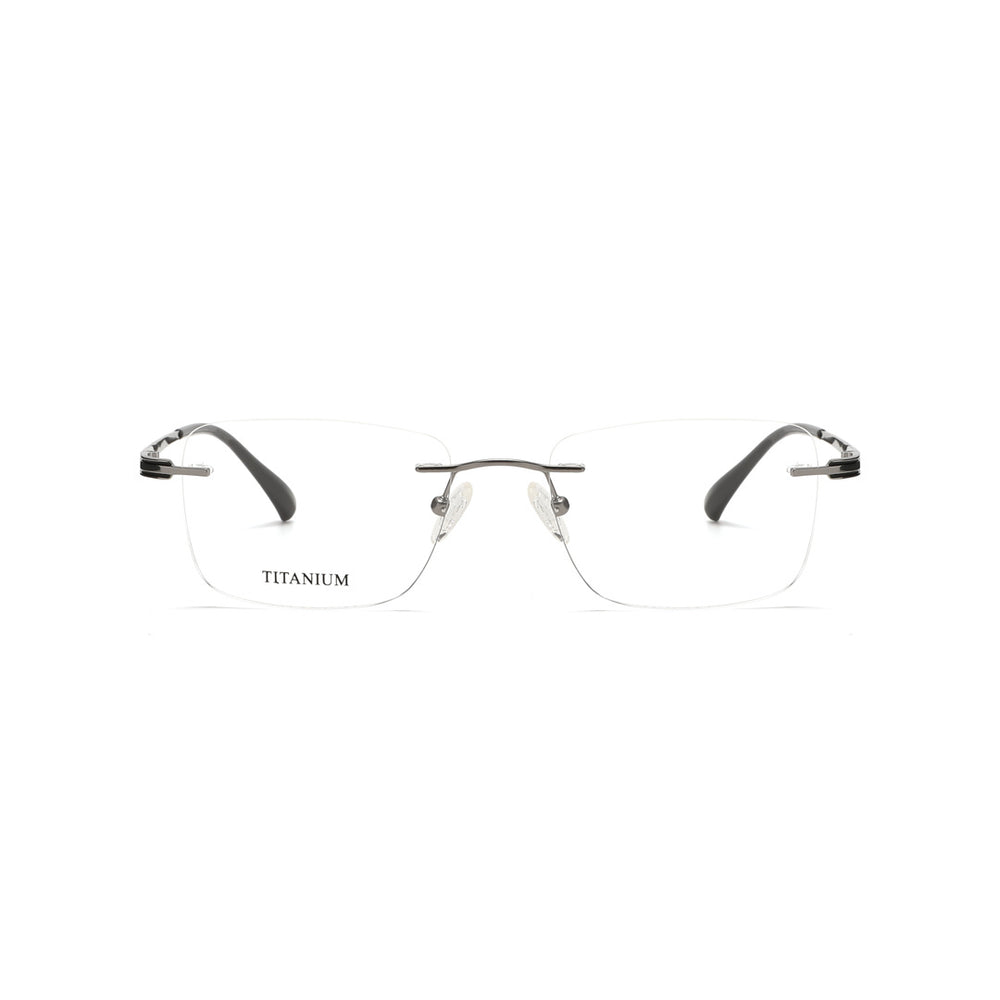 Joy Style For Men Titanuim Rimless Rectangular Eyeglasses C3 Grey 53-18-145