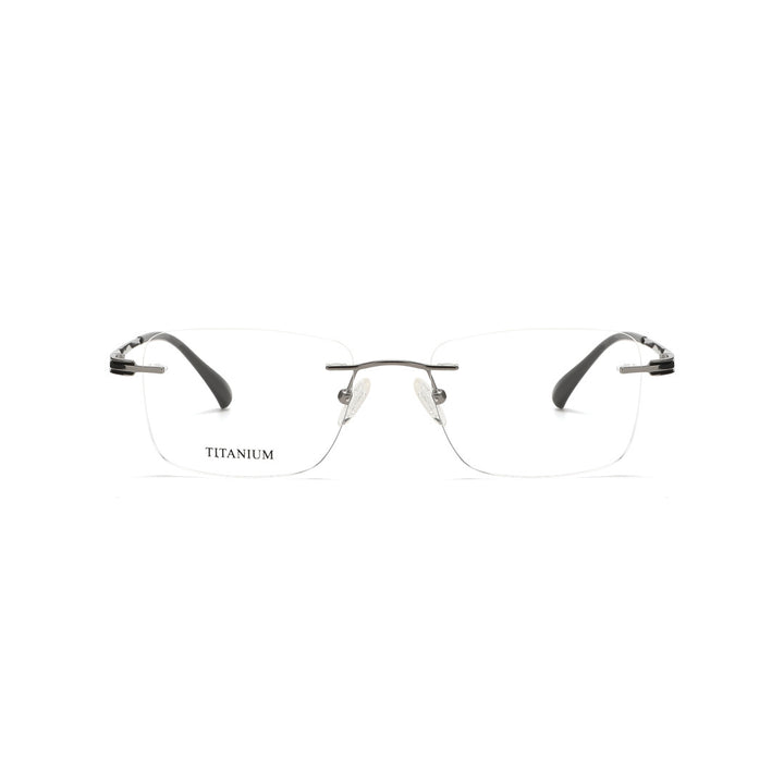 Joy Style For Men Titanuim Rimless Rectangular Eyeglasses C3 Grey 53-18-145