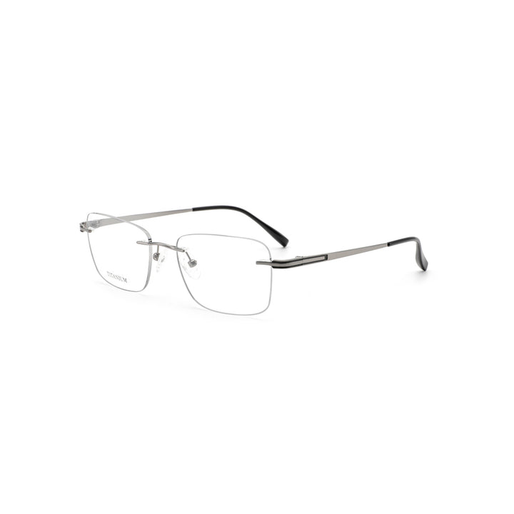 Joy Style For Men Titanuim Rimless Rectangular Eyeglasses C3 Grey 53-18-145