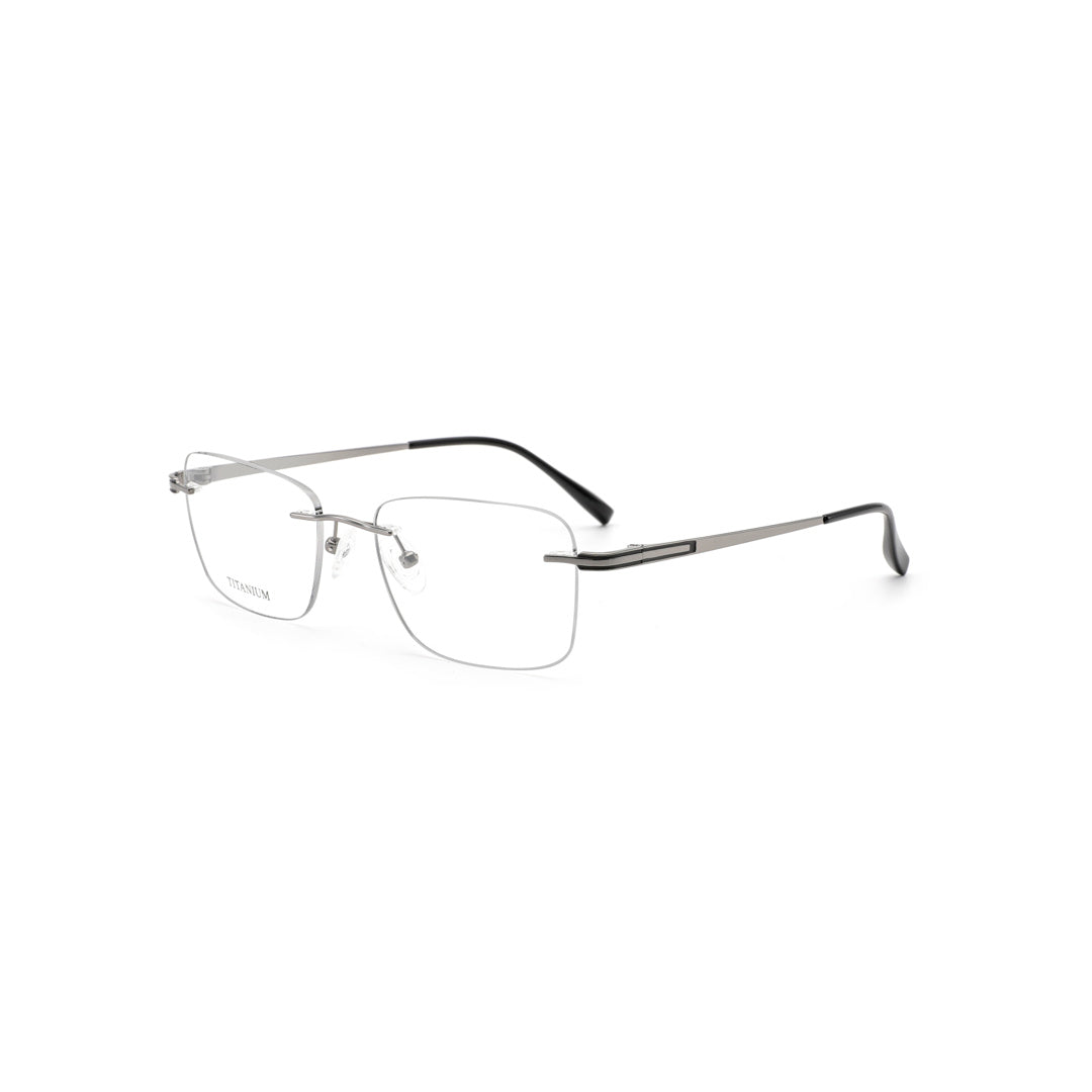 Joy Style For Men Titanuim Rimless Rectangular Eyeglasses C3 Grey 53-18-145