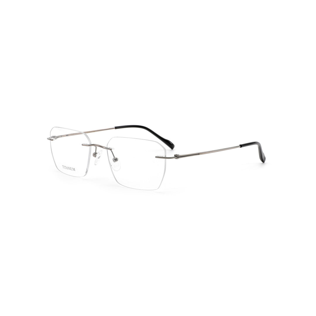 Joy Style For Men Titanuim Rimless Rectangular Eyeglasses C3 Silver 53-18-140