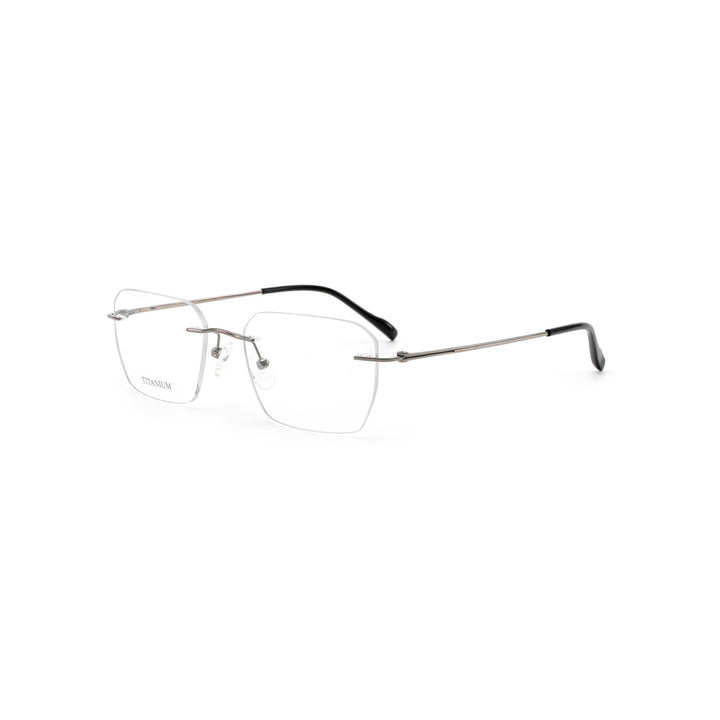 Joy Style For Men Titanuim Rimless Rectangular Eyeglasses C3 Silver 53-18-140