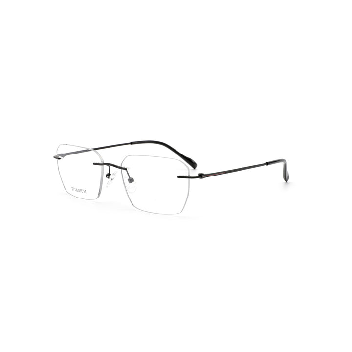 Joy Style For Men Titanuim Rimless Rectangular Eyeglasses C4 Black 53-18-140