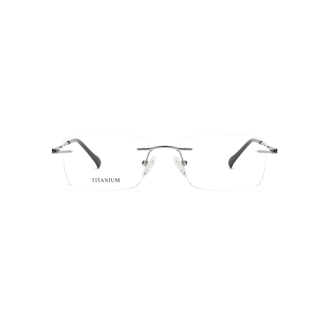 Joy Style For Men Titanuim Rimless Rectangular Eyeglasses C4 Grey 52-18-140