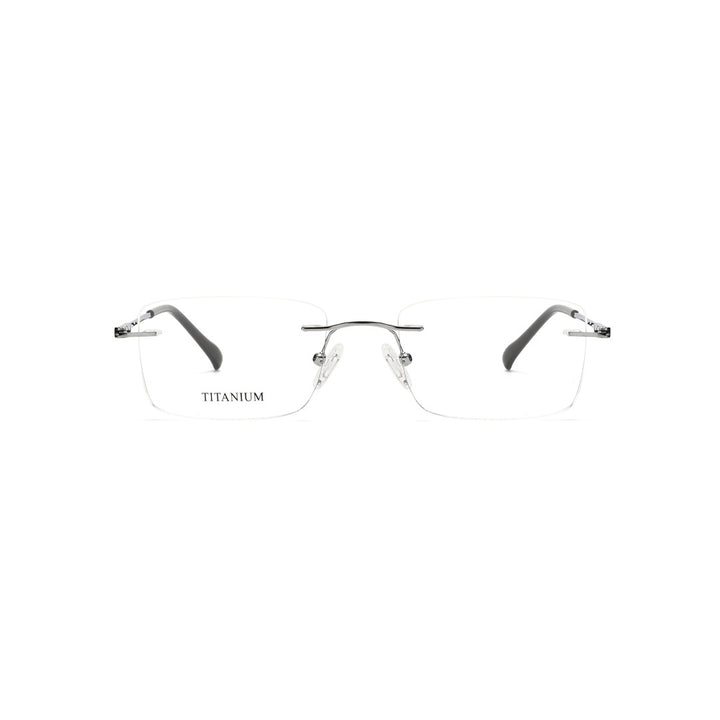 Joy Style For Men Titanuim Rimless Rectangular Eyeglasses C4 Grey 52-18-140