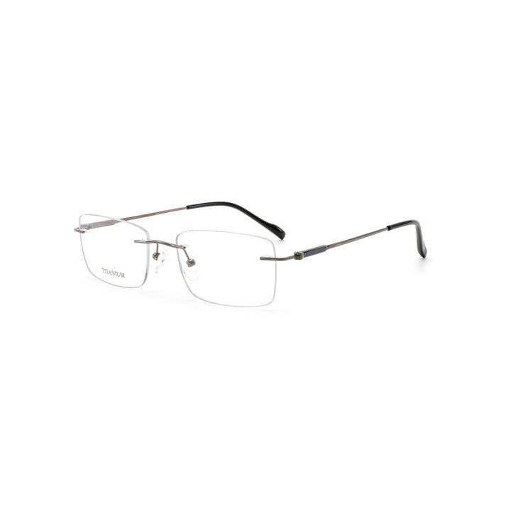 Joy Style For Men Titanuim Rimless Rectangular Eyeglasses C4 Grey 52-18-140