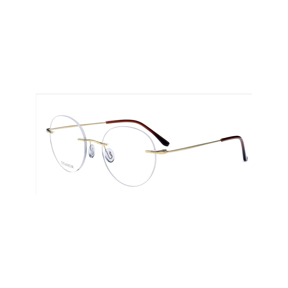 Joy Style For Men Titanuim Rimless Round Eyeglasses C1 Light 49-18-140