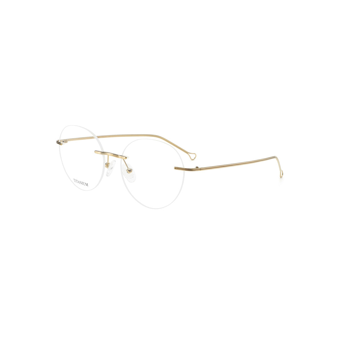 Joy Style For Men Titanuim Rimless Round Eyeglasses C1 Light 53-18-145