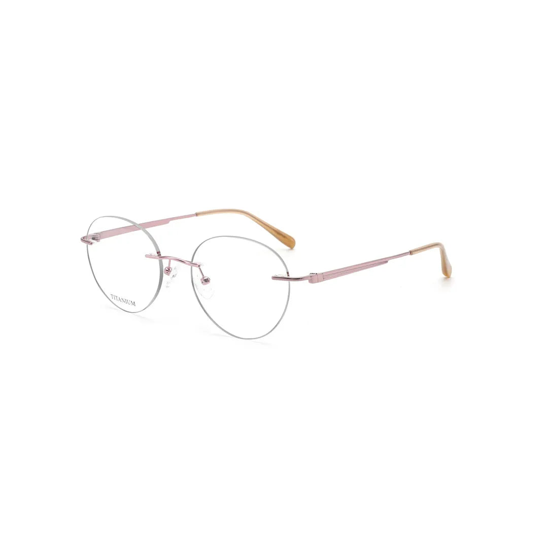 Joy Style For Men Titanuim Rimless Round Eyeglasses C4 Black 51-18-145