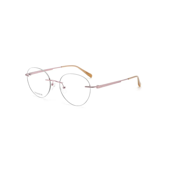 Joy Style For Men Titanuim Rimless Round Eyeglasses C4 Black 51-18-145