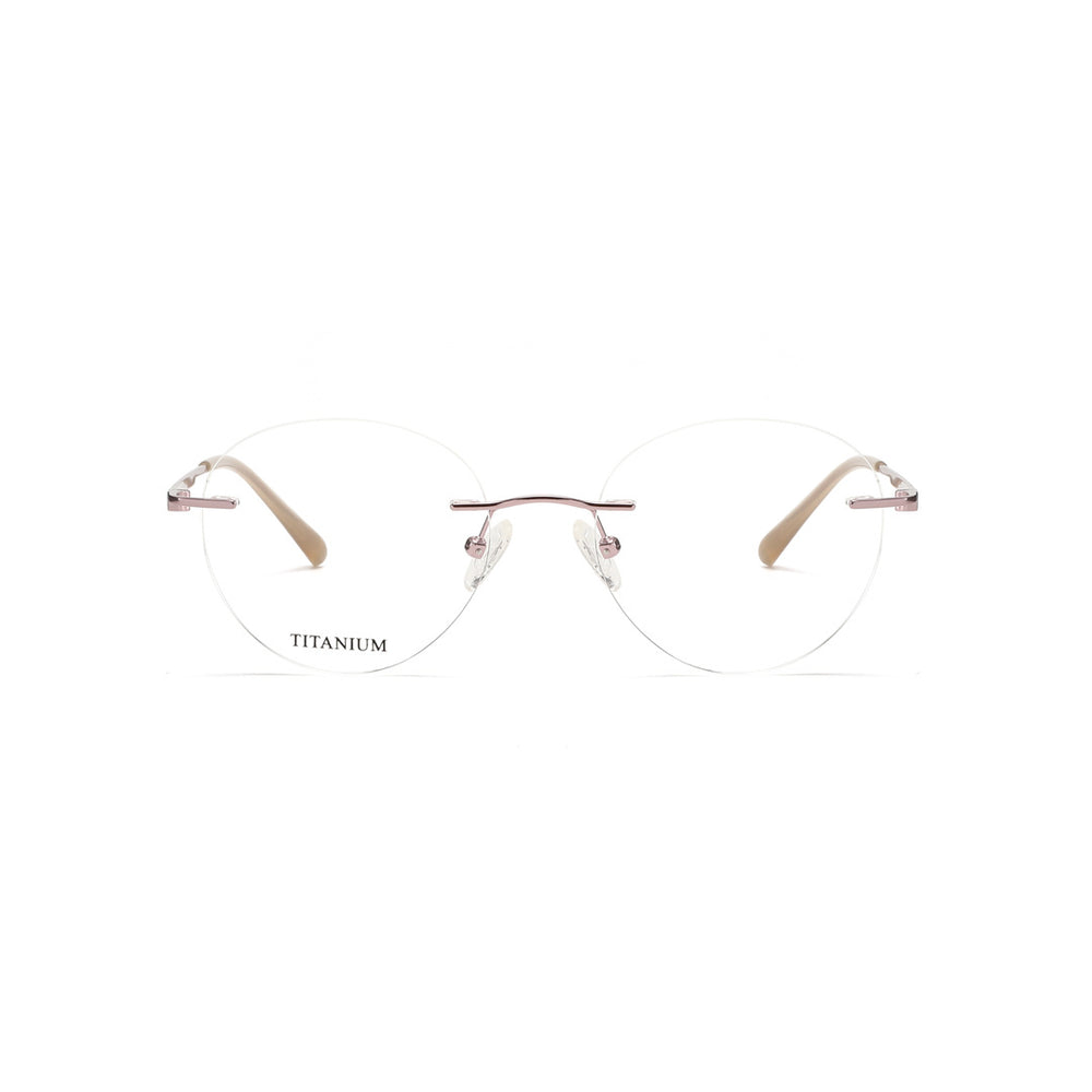 Joy Style For Men Titanuim Rimless Round Eyeglasses C4 Purple 51-18-145