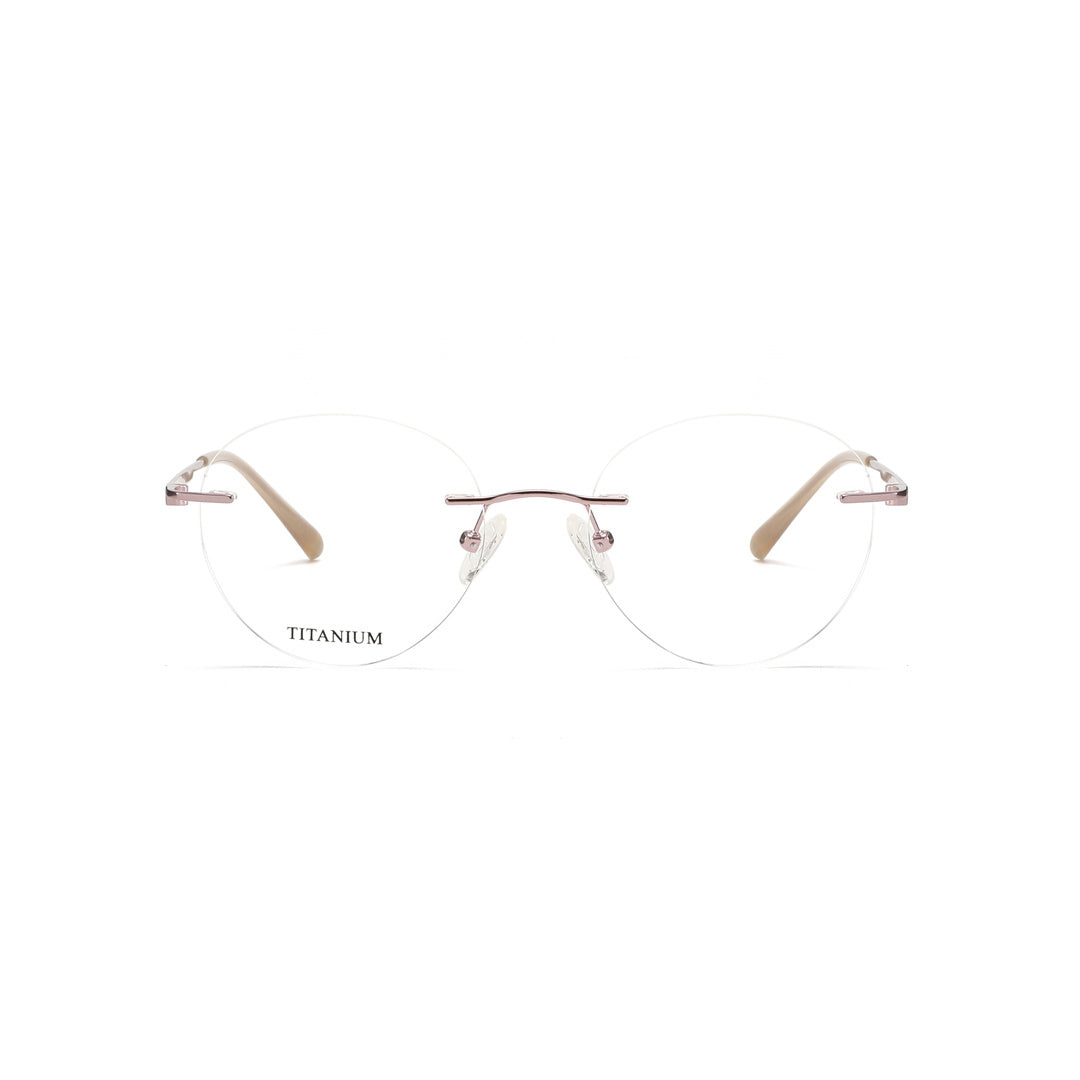 Joy Style For Men Titanuim Rimless Round Eyeglasses C4 Purple 51-18-145
