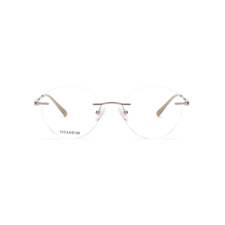 Joy Style For Men Titanuim Rimless Round Eyeglasses C4 Purple 51-18-145