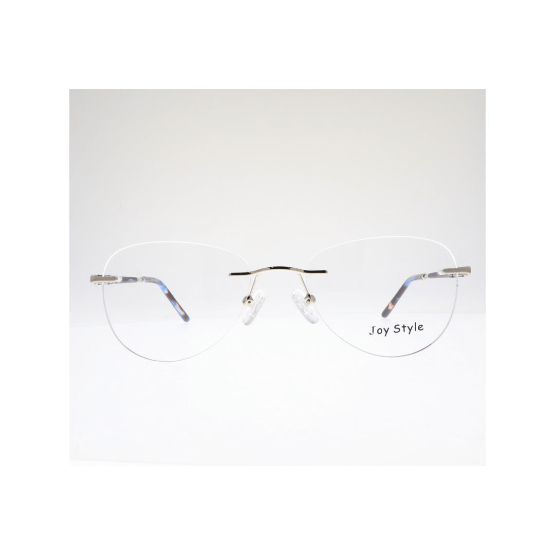 Joy Style For Unisex Eyeglasses Rimless Square Shape Size 52 Old2048mc1 Silver Blue