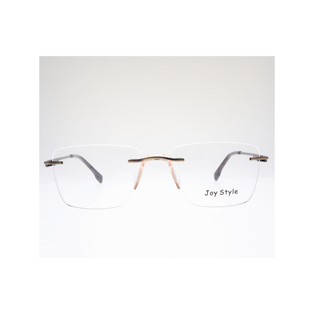 Joy Style For Unisex Eyeglasses Rimless Square Shape Size 53 Ch6600c3 Brown
