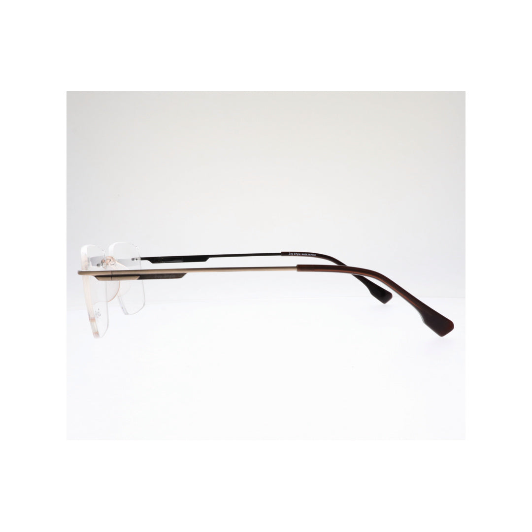 Joy Style For Unisex Eyeglasses Rimless Square Shape Size 53 Ch6600c3 Brown