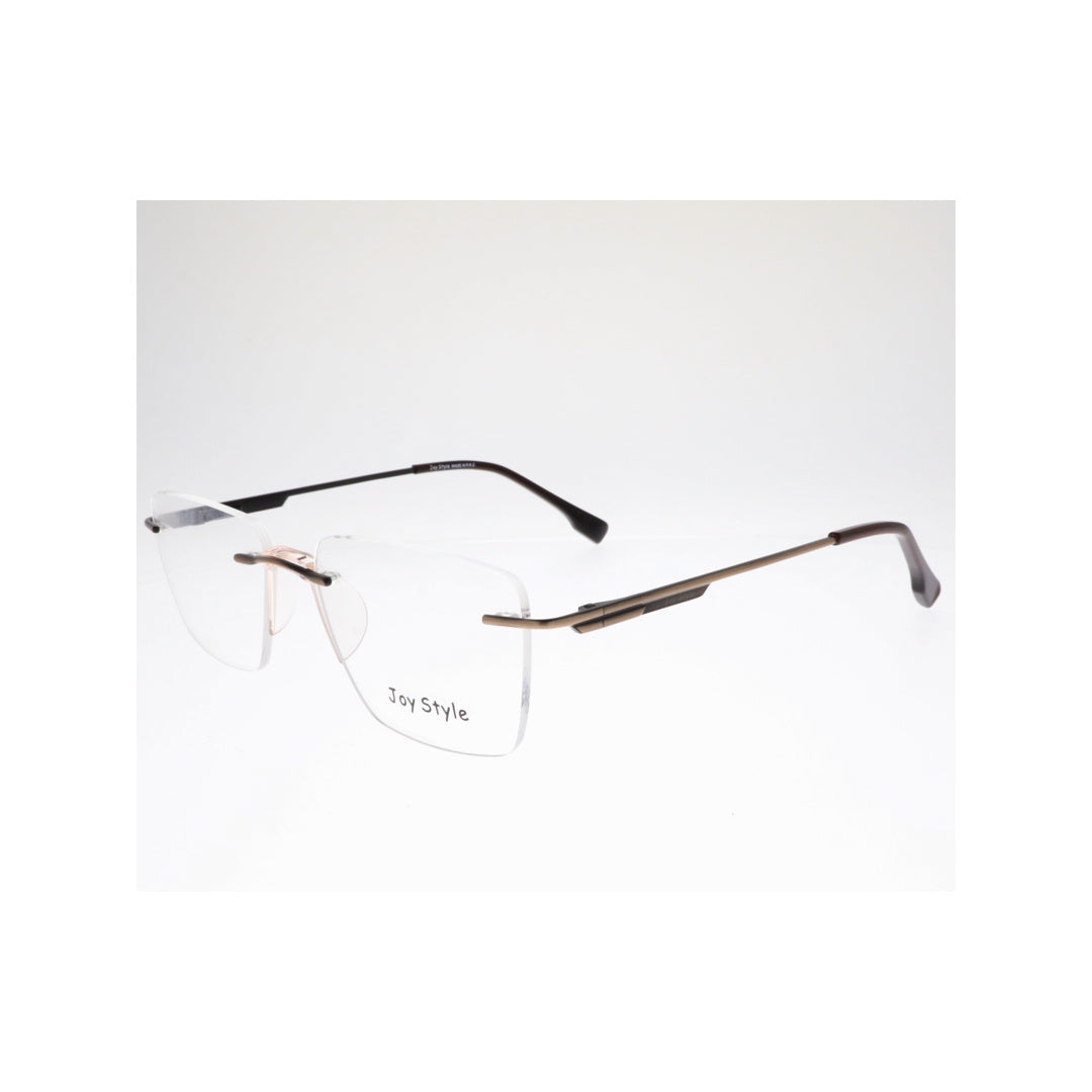Joy Style For Unisex Eyeglasses Rimless Square Shape Size 53 Ch6600c3 Brown