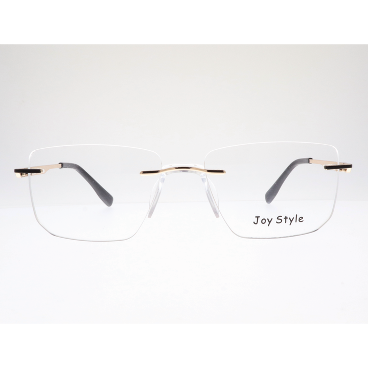 Joy Style For Unisex Eyeglasses Rimless Square Shape Size 53 Ch660353c1 Black Gold