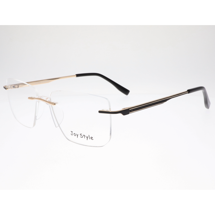 Joy Style For Unisex Eyeglasses Rimless Square Shape Size 53 Ch660353c1 Black Gold