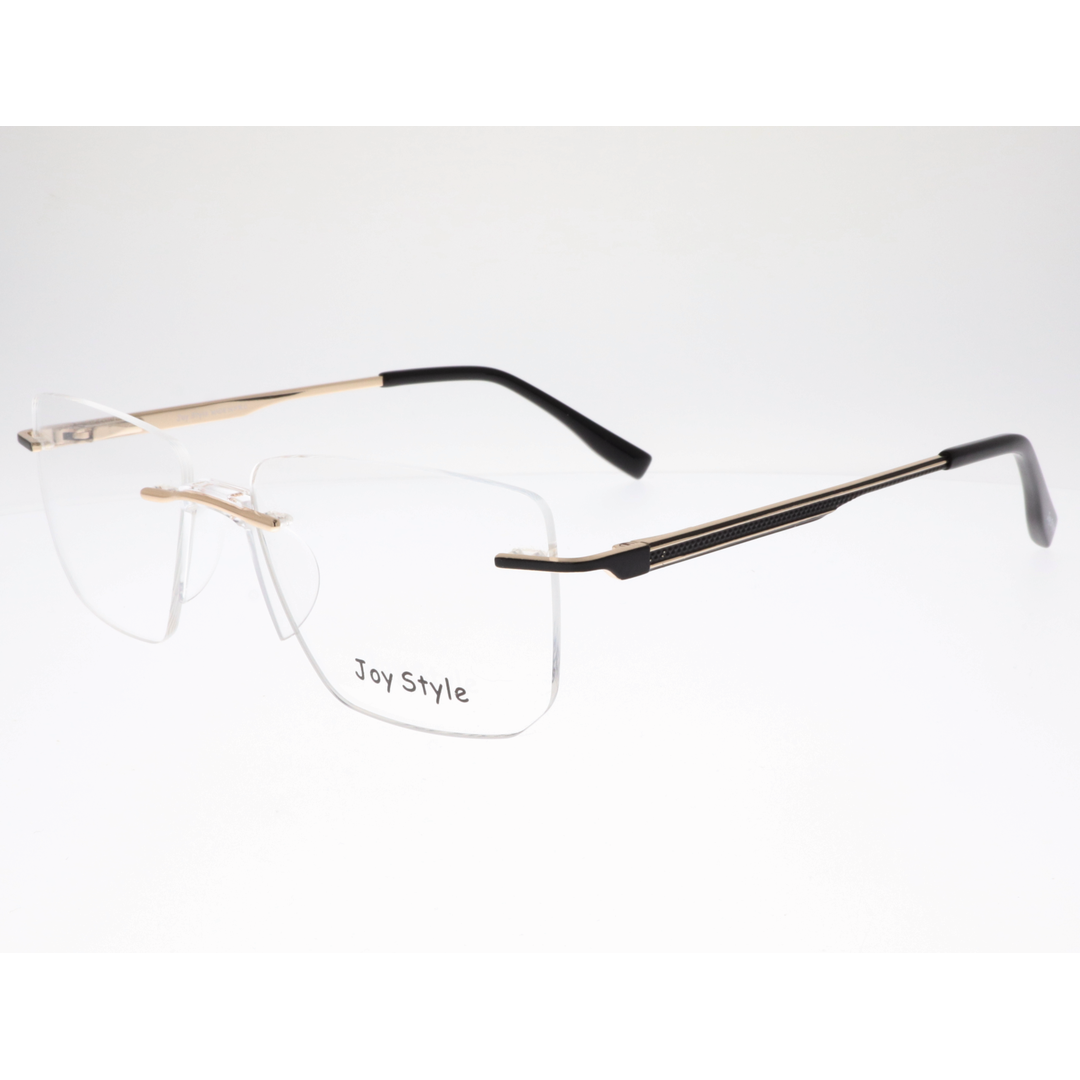 Joy Style For Unisex Eyeglasses Rimless Square Shape Size 53 Ch660353c1 Black Gold