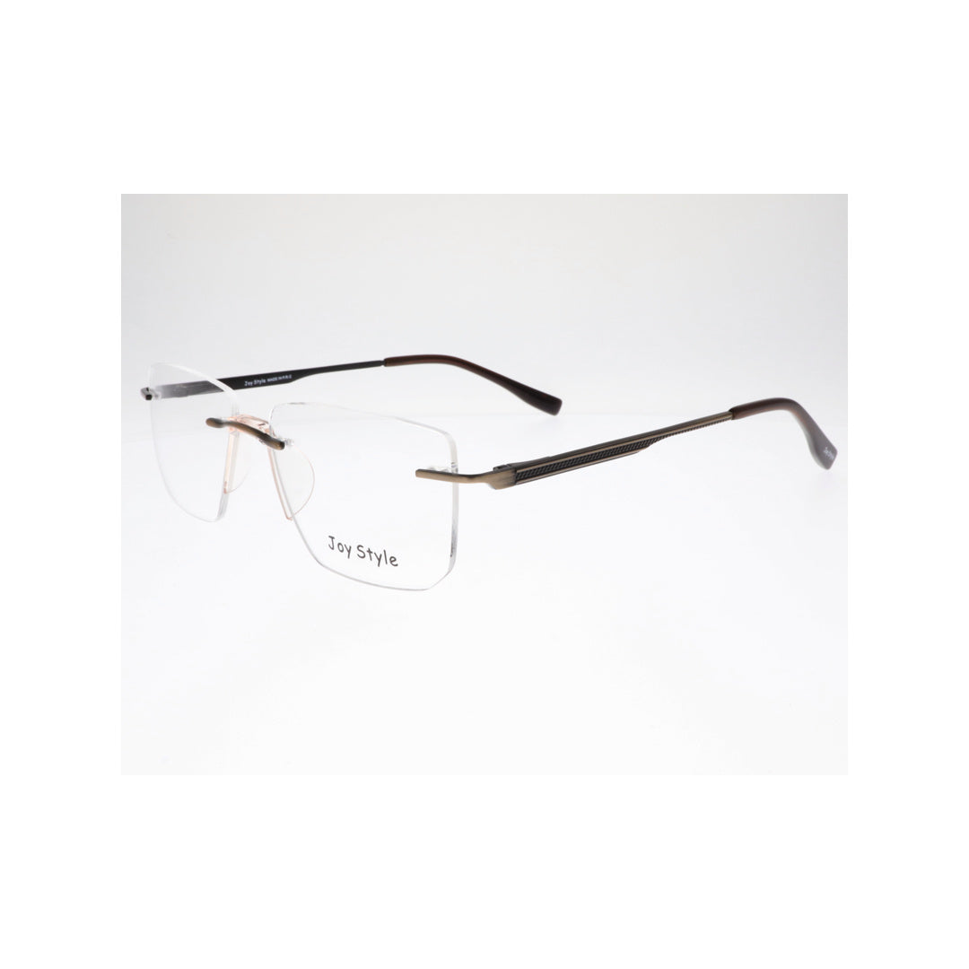 Joy Style For Unisex Eyeglasses Rimless Square Shape Size 53 Ch6603c3 Matte Brown